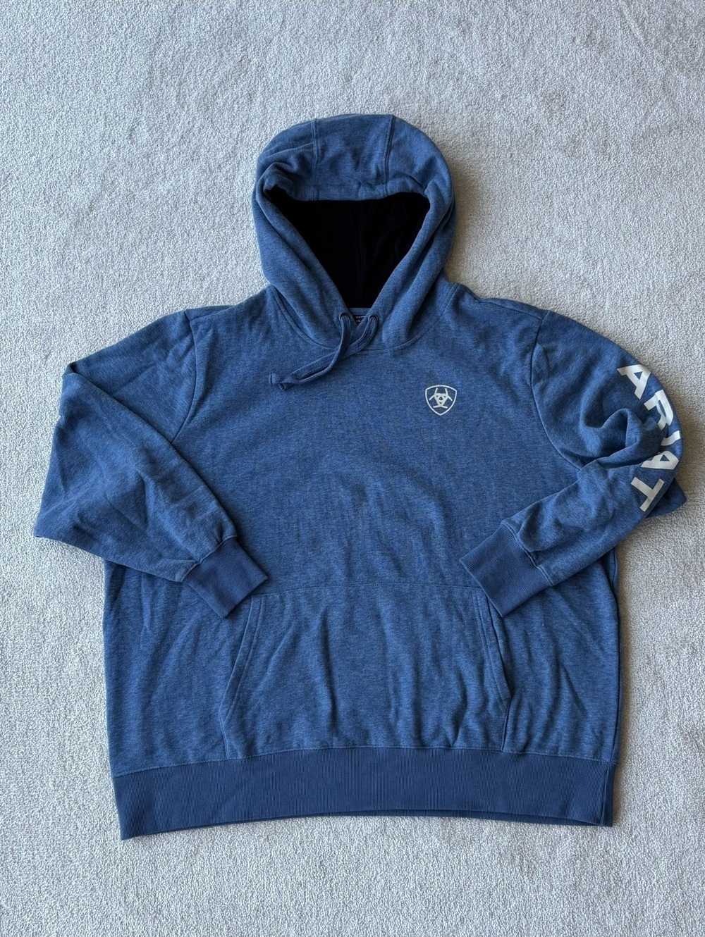 Ariat Men's Heather Navy Hooded Sweatshirt with Sleeve Logo